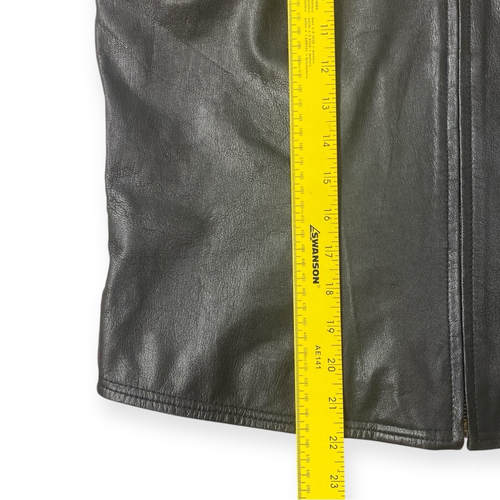 90s Chandler Hill Genuine Leather Vest Black L – Vintage Biker Grunge Streetwear - Picture 6 of 10